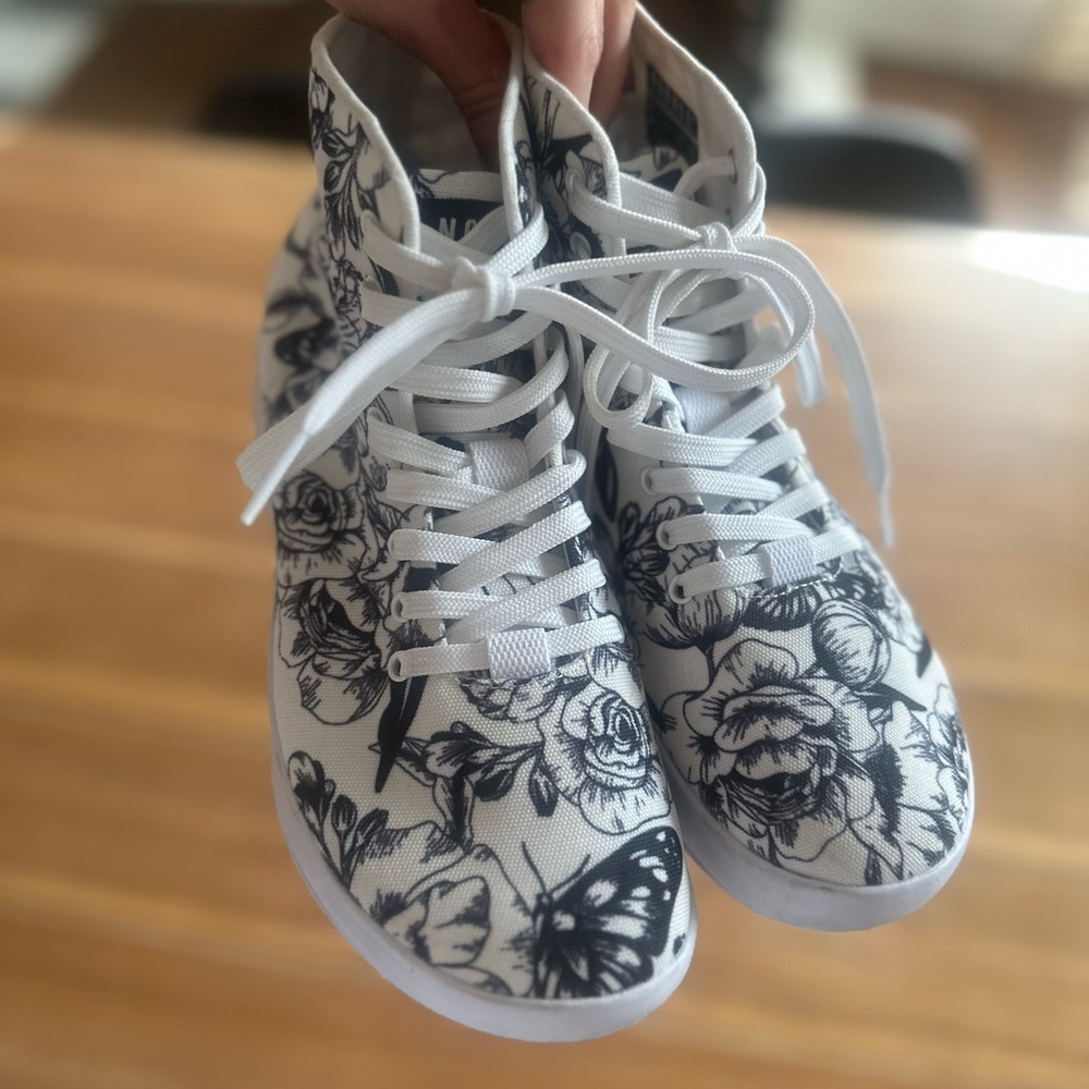 NOBULL Black and White Floral High-Top Sneakers